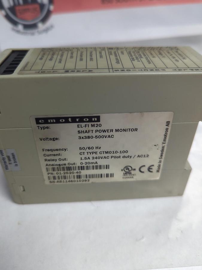 Used EMOTRON,EL-FI M20,SHAFT POWER MONITOR 3X380-500VAC PRE-OWNED