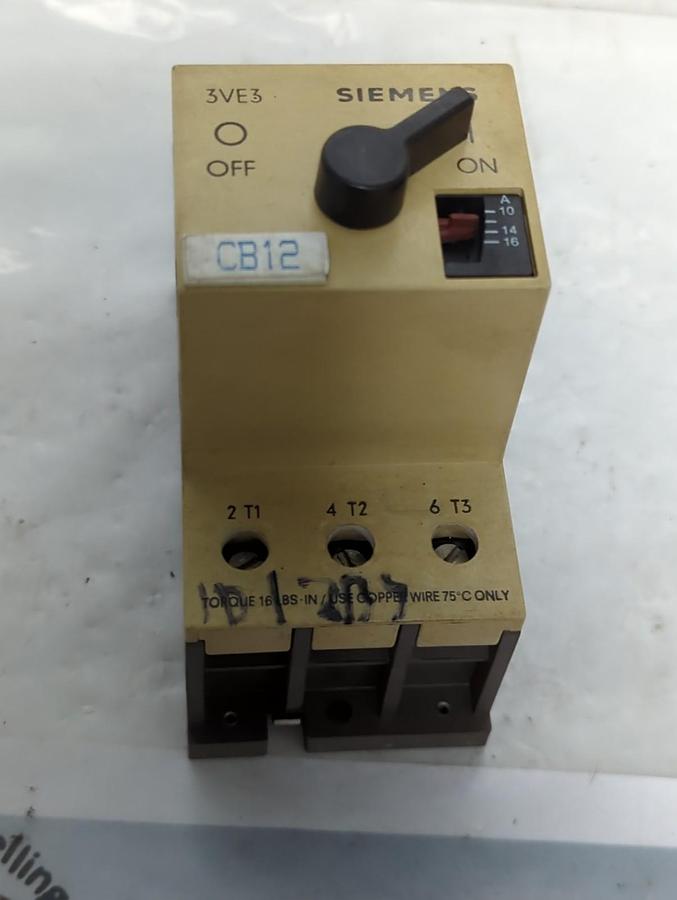 Used SIEMENS,3VE3000-2MA00,CIRCUIT BREAKER 10-16A PRE-OWNED
