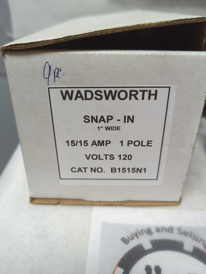 Used WADSWORTH,B1515N1,CIRCUIT BREAKER 15/15 AMP 1-POLE LOT OF 9 PRE-OWNED
