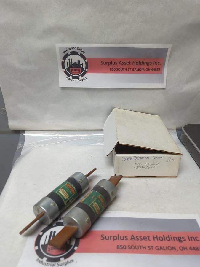 Used COOPER BUSSMANN,FRN-175,FUSETRON 175 AMP FUSE LOT OF 2 PRE-OWNED