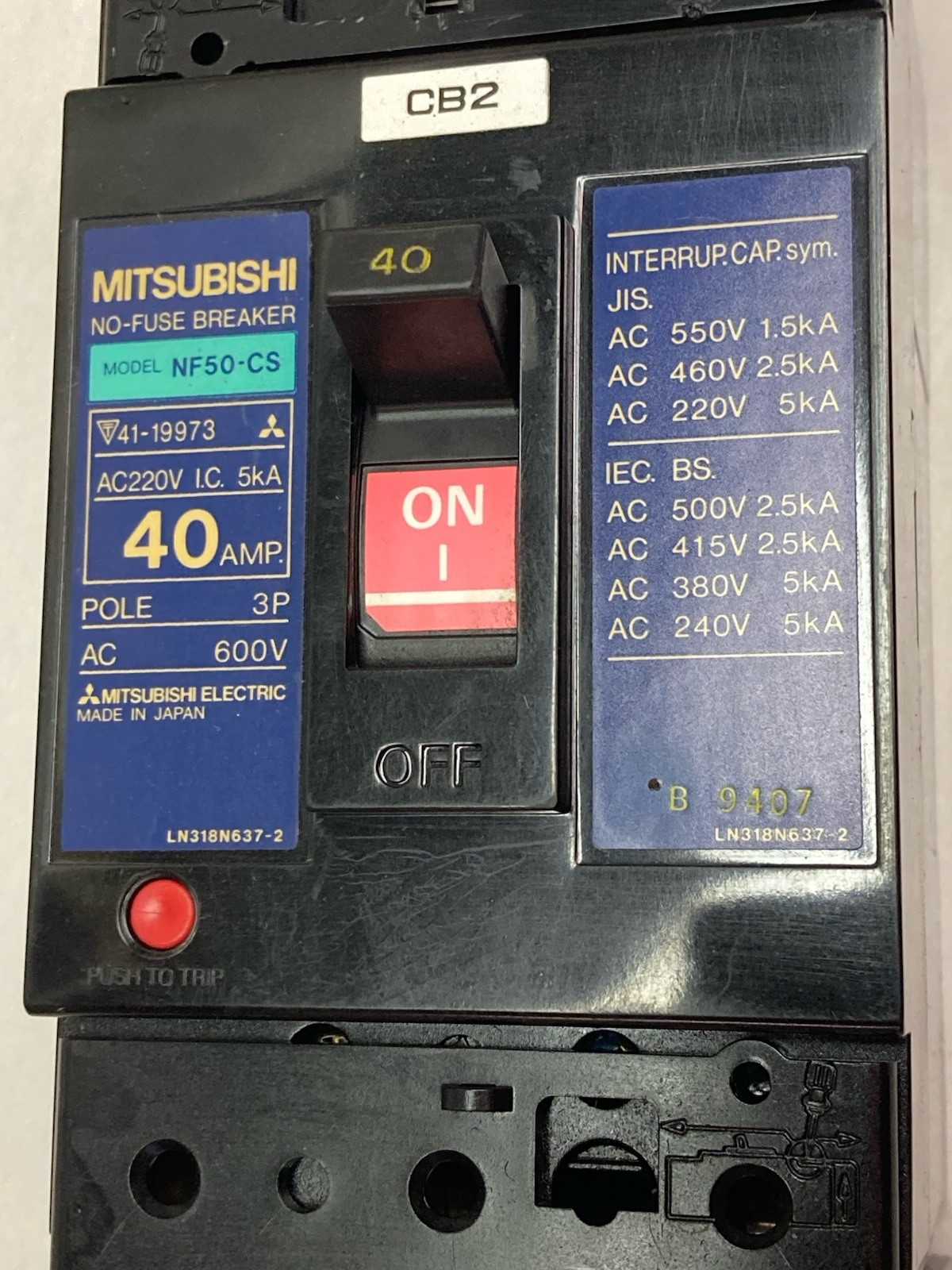 MItsubishi,NF50-CS,3-Pole Circuit Breaker 40A 600V