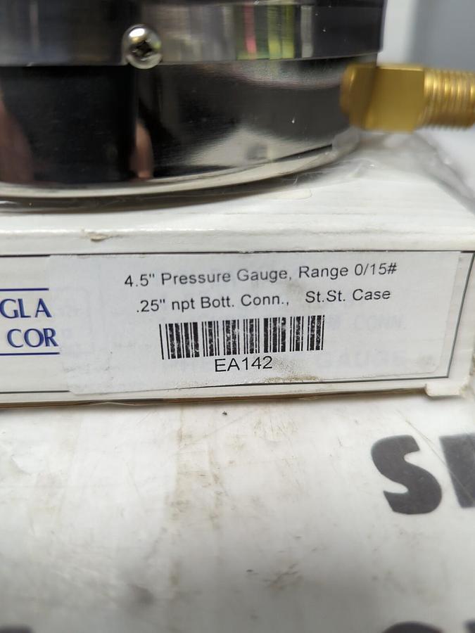 WEKSLER,EA142,4.5 INCH RANGE 0/15# .25 NPT PRESSURE GAGE NEW