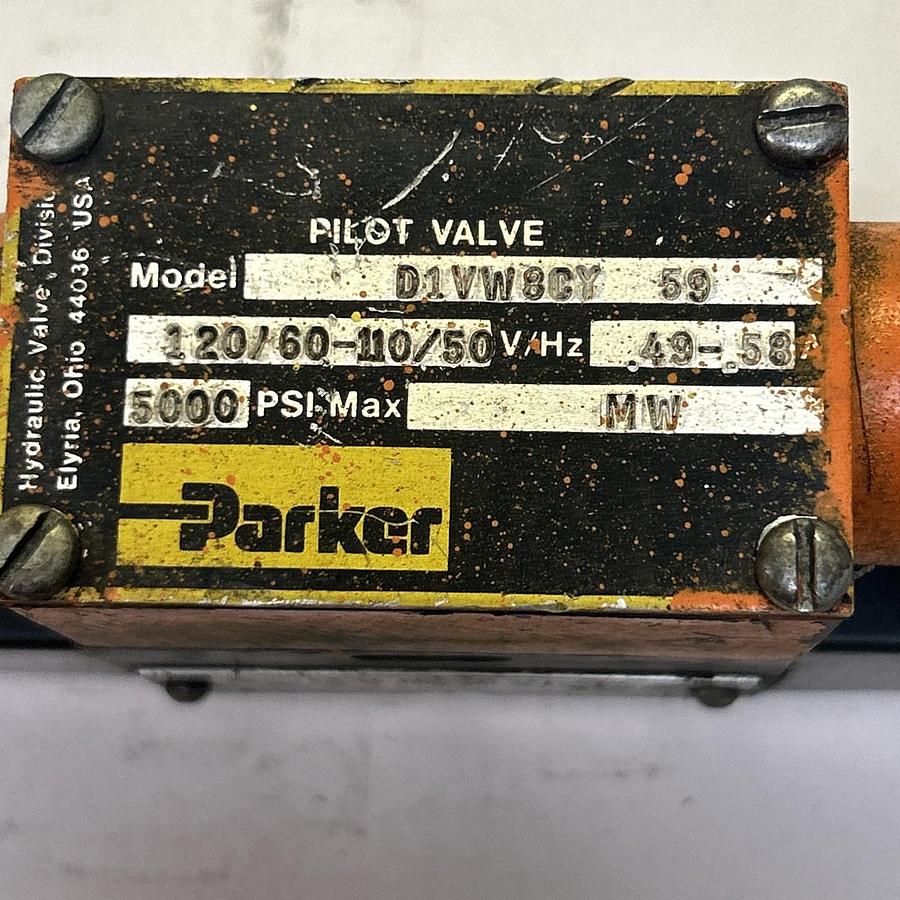 Used PARKER,D1VWS0Y59,DIRECTIONAL CONTROL VALVE 5000 PSI 110/120V