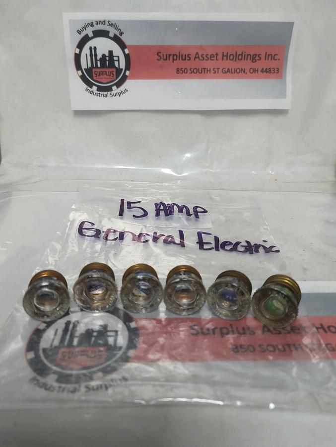 Used GE,15 AMP,SCREW IN FUSE 15 AMP LOT OF 6 PRE-OWNED