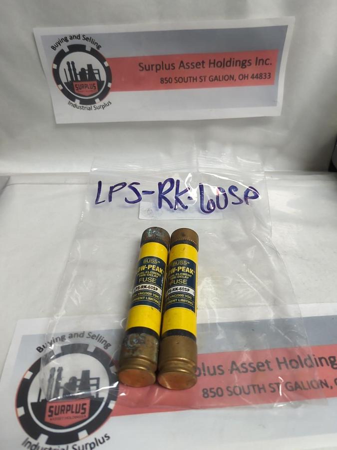 Used COOPER BUSSMANN,LPS-RK-60SP,LOW-PEAK FUSE 60 AMP LOT OF 2 PRE-OWNED