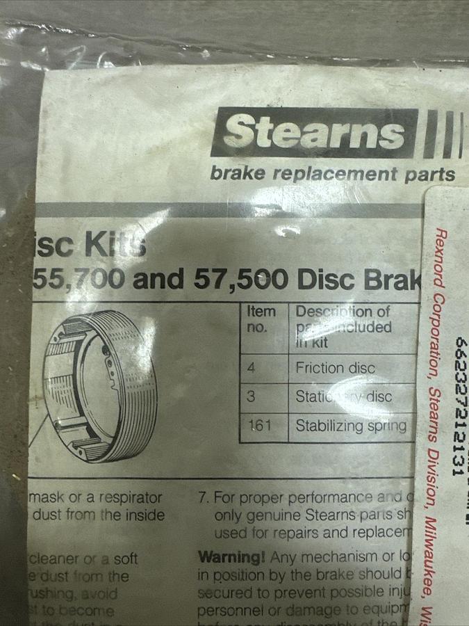 Used Stearns,8-004-501-00,Friction Disk Kit