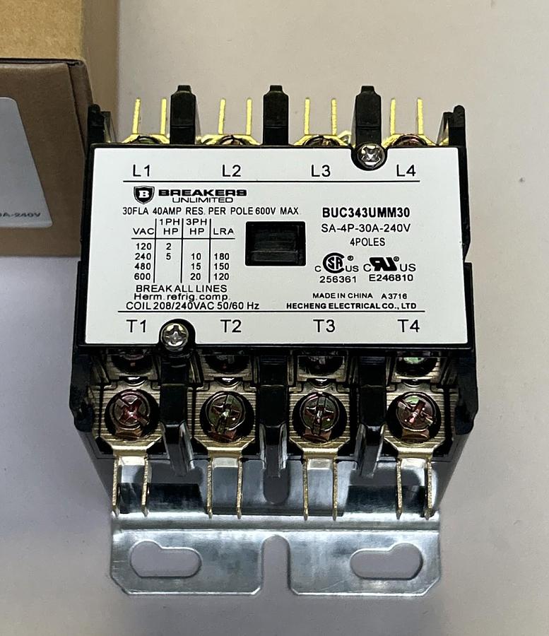 BREAKERS UNLIMITED,BUC343UMM30,DEFINITE PURPOSE CONTACTOR NOS