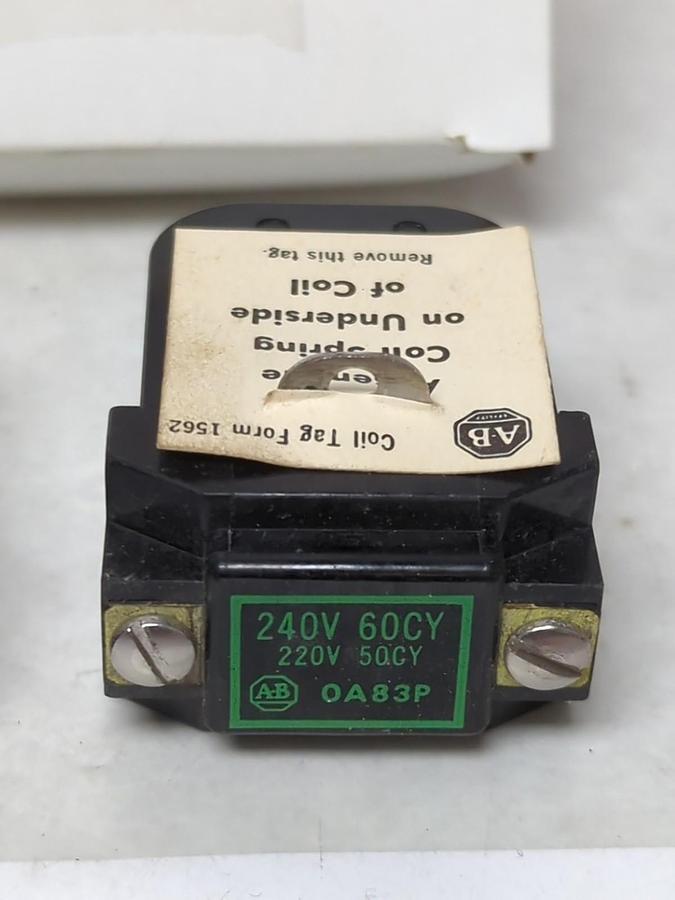 Used ALLEN-BRADLEY,0A83P,COIL 240V 60HZ/CY 220V  50HZ/CY LOT OF 2 PRE-OWNED