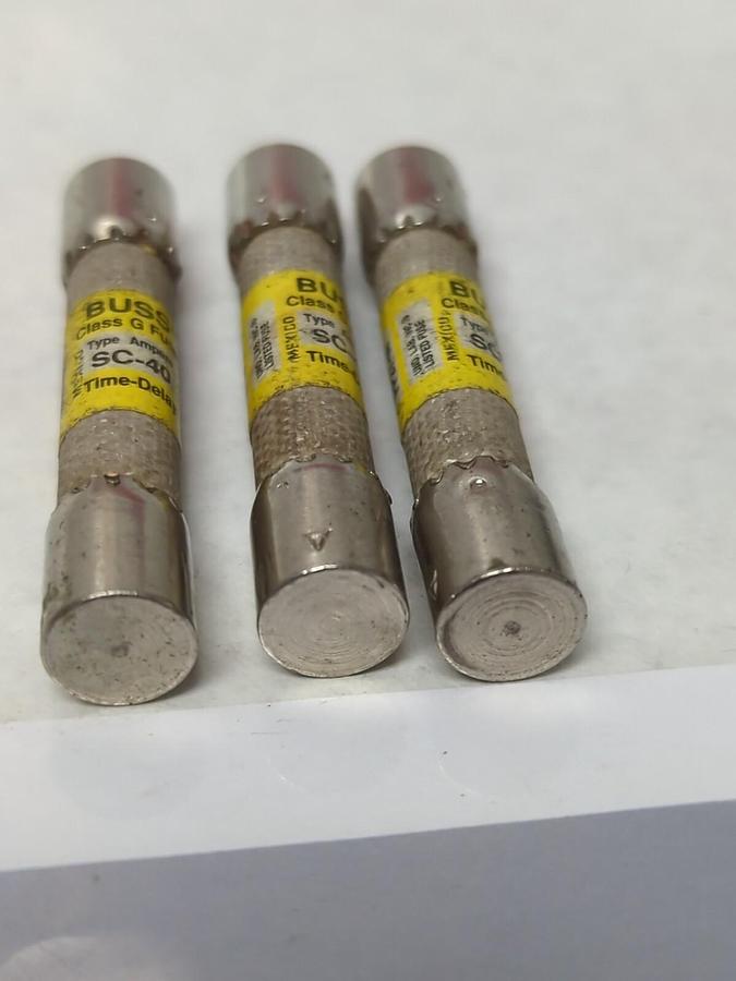 Used COOPER BUSSMANN,SC-40,CLASS G FUSE 40 AMP LOT OF 3 PRE-OWNED