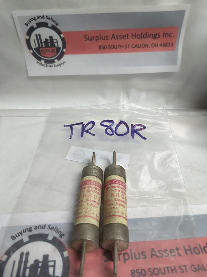 Used GOULD SHAWMUT,TR80R,TRI-ONIC FUSE 80 AMP LOT OF 2 PRE-OWNED