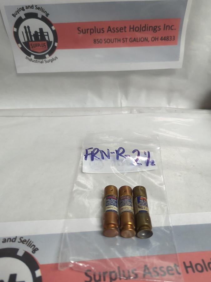 Used COOPER BUSSMANN,FRN-R-2-1/2,FUSETRON 2-1/2 AMP FUSE LOT OF 3 PRE-OWNED
