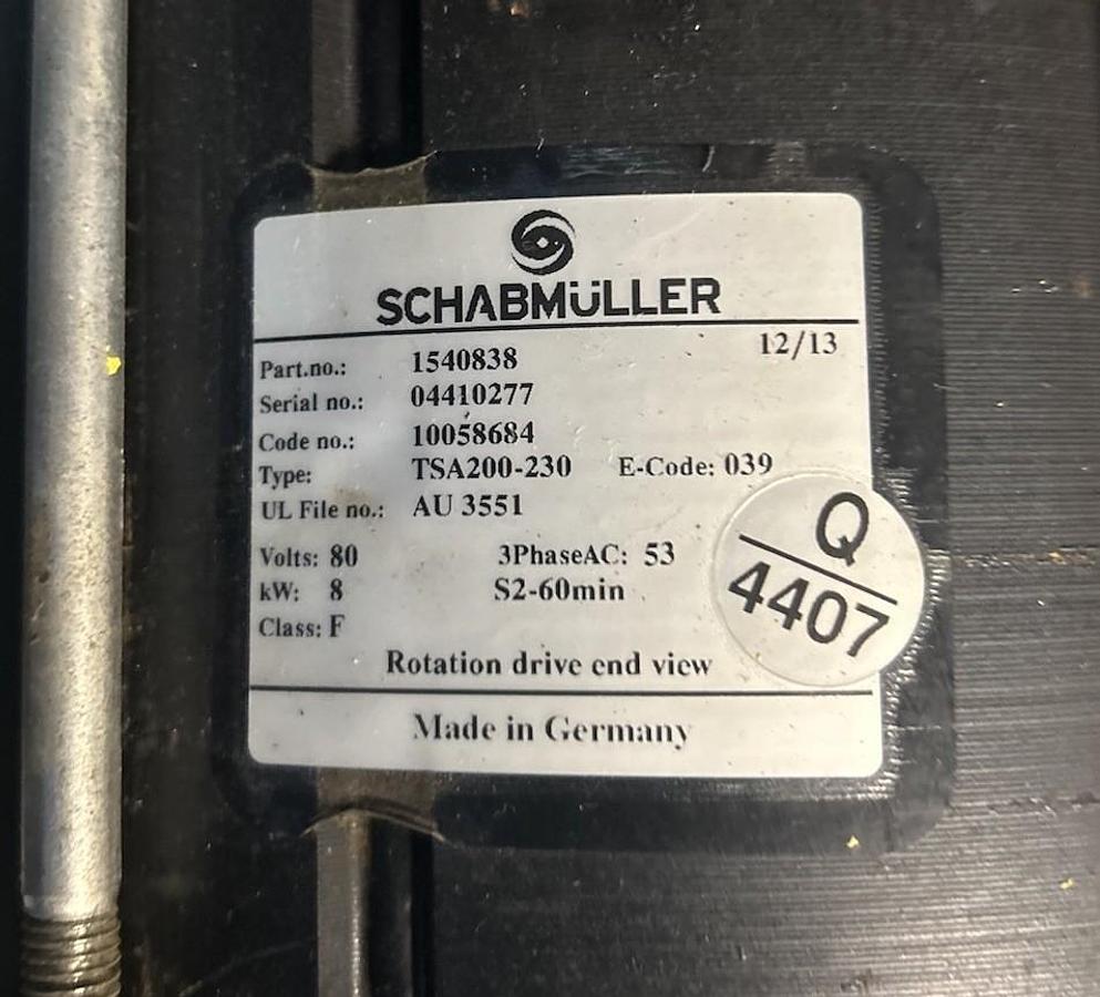 Used SCHABMULLER,TSA200-230,ELECTRIC MOTOR 80V 8KW 3PH