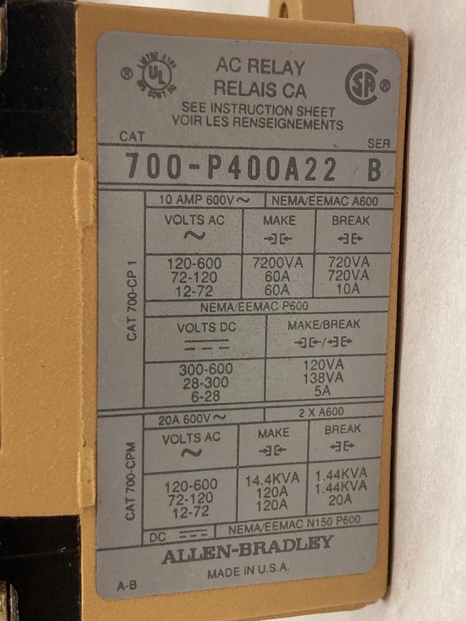 Allen-Bradley,700-P400A22,AC Relay Control Ser B