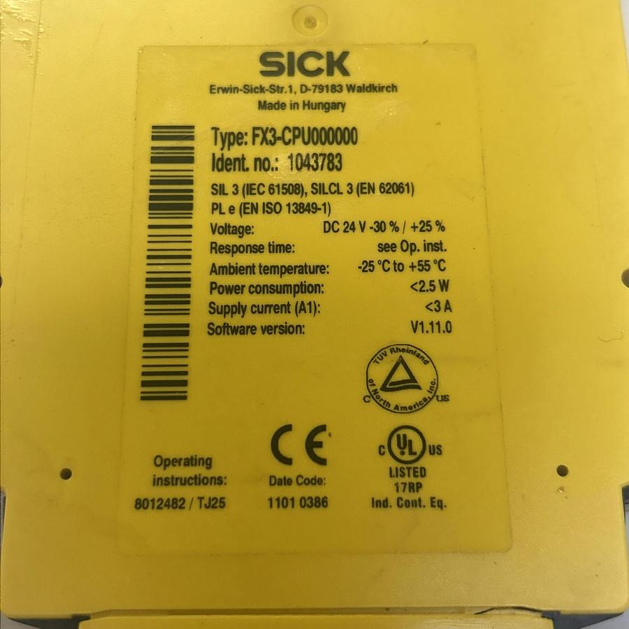 Used SICK,FX3-CPU000000,SAFETY I/O MODULE USED