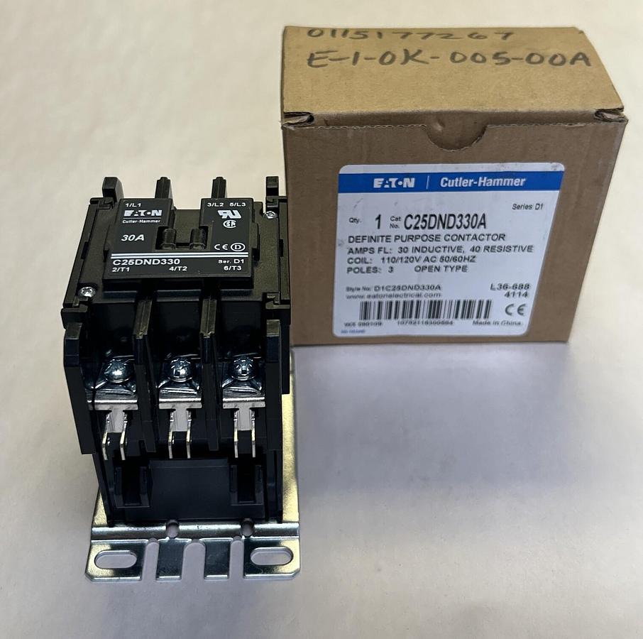 Used EATON CUTLER-HAMMER,C25DND330A,DEFINITE PURPOSE CONTACTOR NEW