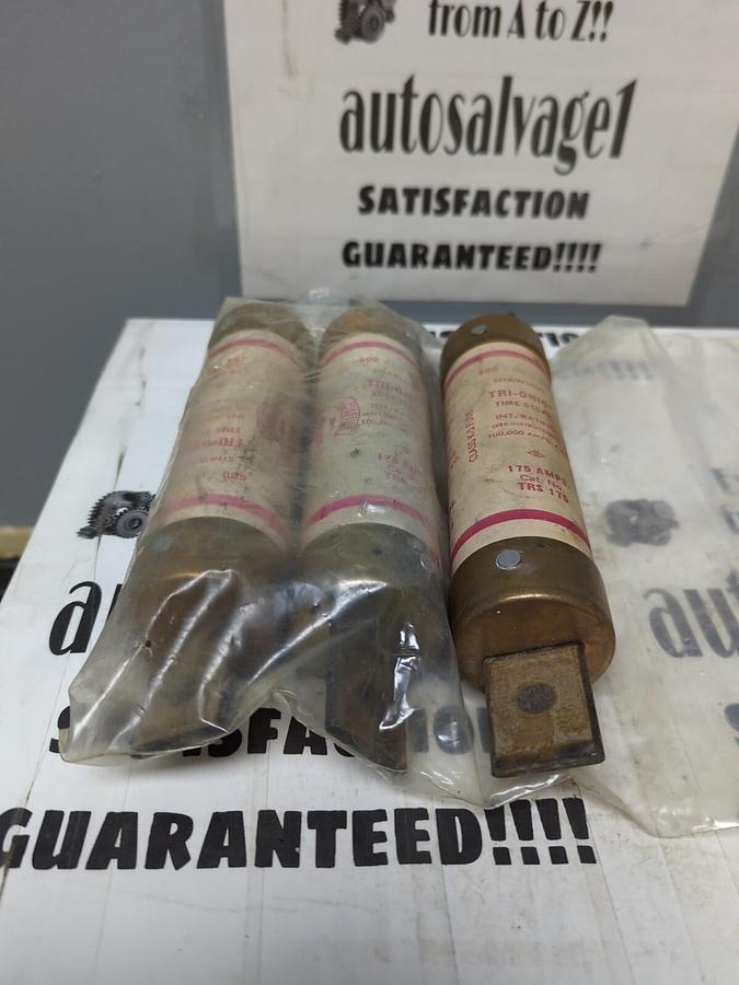 GOULD SHAWMUT,TRS-175,TRI-ONIC 175 AMP FUSES LOT OF 3 NOS