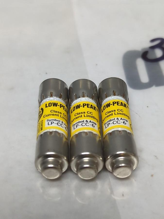 COOPER BUSSMANN,LP-CC-6,LOW-PEAK 6 AMP FUSE LOT OF 3 NOS