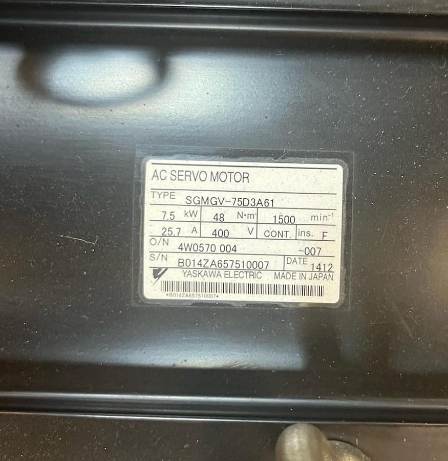 Used YASKAWA,SGMGV-75D3A61,AC SERVO MOTOR 7.5kW 1500RPM 400V