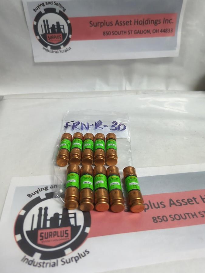 Used COOPER BUSSMANN,FRN-R-30,FUSETRON 30 AMP FUSE LOT OF 10 PRE-OWNED
