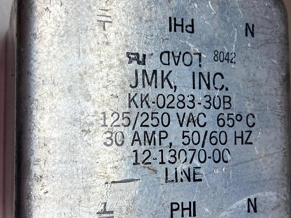 Used JMK,KK-0283-30B,Line Filter 125/250Vac 30A 50/60Hz