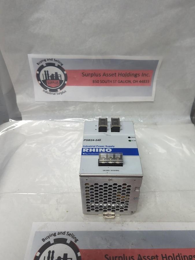 RHINO,PSB24-240,INDUSTRIAL POWER SUPPLY 100-240V-5A INPUT 24V-10A OUTPUT NOS