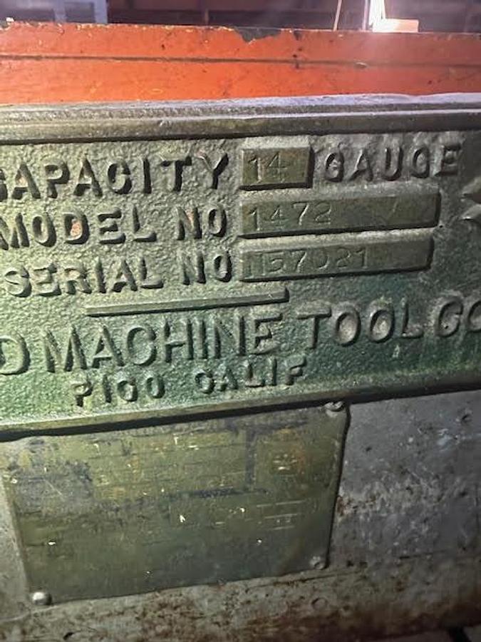 Used Diamond Machine Tool 14-72 Shear