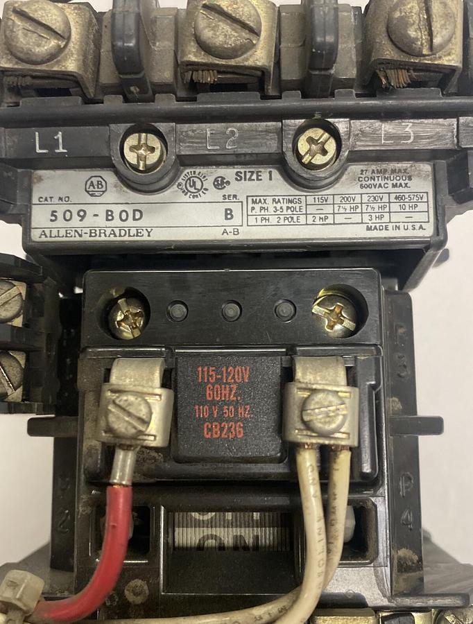 Used Allen-Bradley,509-B0D,Ser B Non-Reversing Starter Size 1 27A