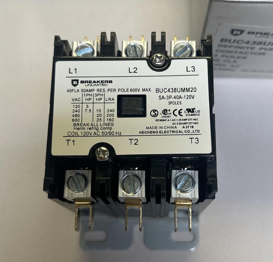 BREAKERS UNLIMITED,BUC438UMM20,DEFINITE PURPOSE CONTACTOR NOS