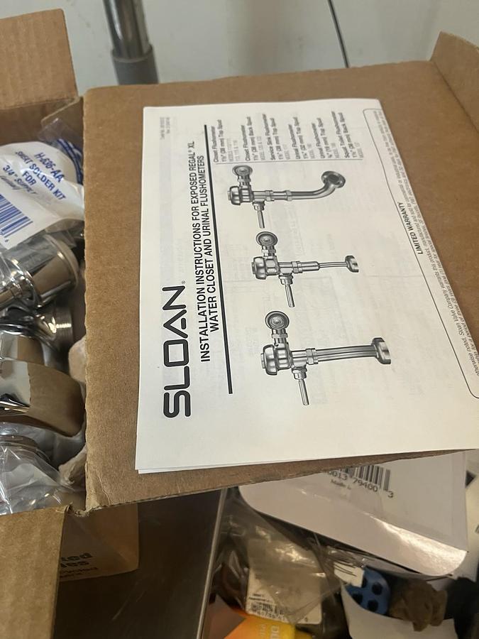Used SLOAN ROYAL,186-1-XL,CHROME FLUSHOMETER DUAL FILTERED BYPASS DIAPHRAGM 1.0GPF