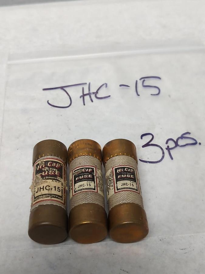 Used COOPER BUSSMANN,JHC-15,HI-CAP 15 AMP FUSE LOT OF 3 PRE-OWNED