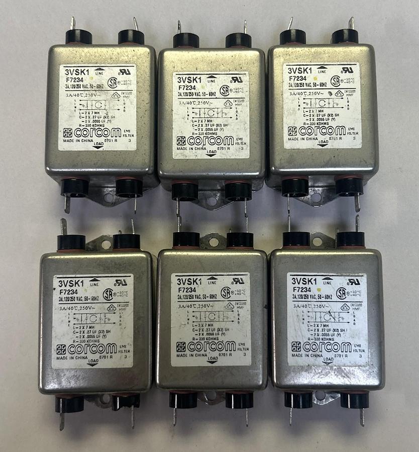 Used CORCOM,3VSK1,LINE FILTER LOT OF 6