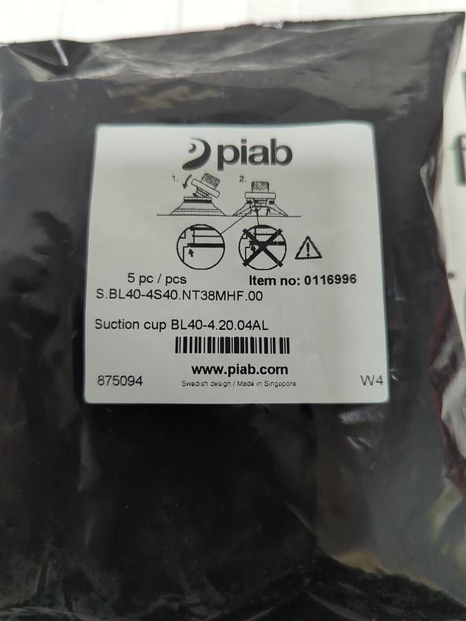 PIAB,BL40-4.20.04AL,VACUUM CUPS 3/8 INCH NPT BAG OF 5PCS NEW