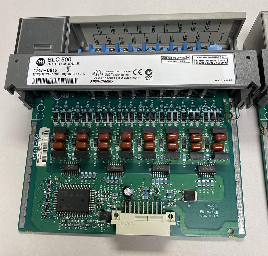Used ALLEN BRADLEY,1746-OB16,SER D OUTPUT MODULE LOT OF 2