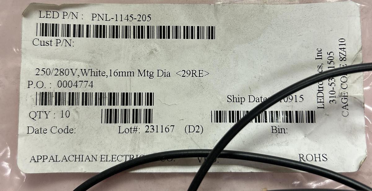 LEDTRONICS,PNL-1145-205,LED PANEL INDICATOR LOT OF 5 NEW