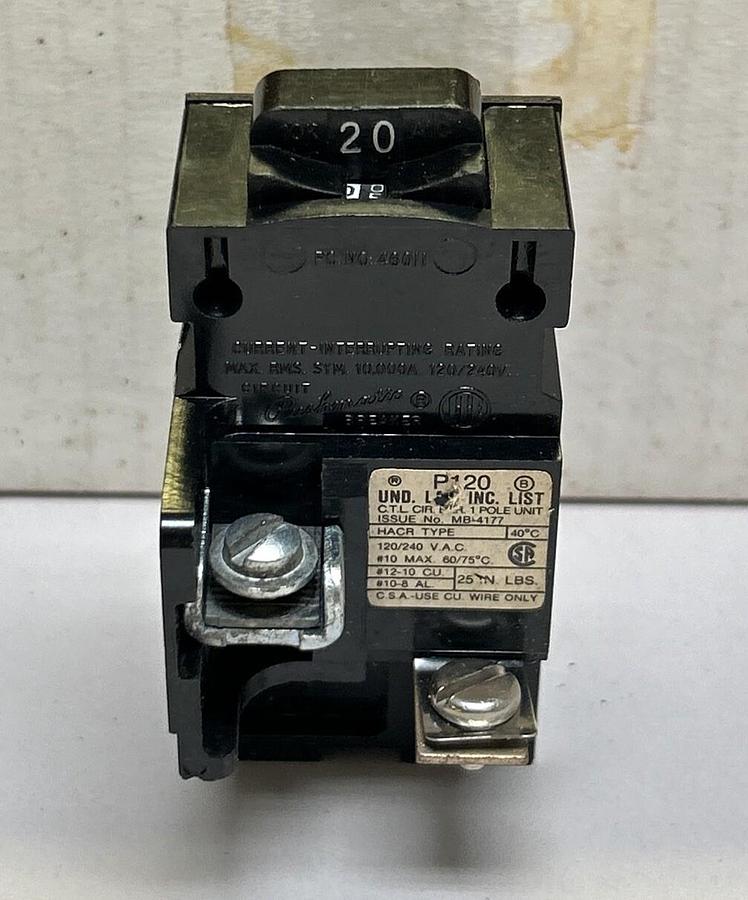 Used PUSHMATIC,P120,PUSHMATIC BREAKER 20A 120/240V 1P LOT OF 14