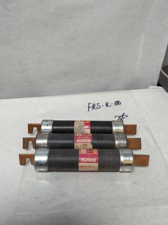 Used COOPER BUSSMANN,FRS-R-100,FUSETRON 100 AMP FUSE LOT OF 3 PRE-OWNED