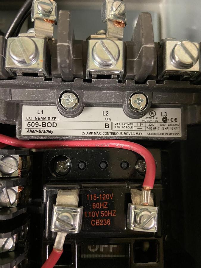 Allen Bradley,509-BJB-6P,Magnetic Motor Controller Starter Size 1 509-BOD