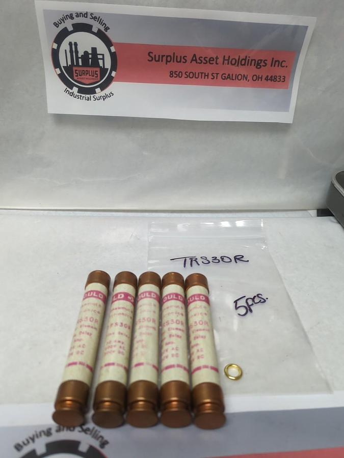 Used GOULD SHAWMUT,TRS30R,TRI-ONIC 30 AMP FUSE LOT OF 5 PRE-OWNED