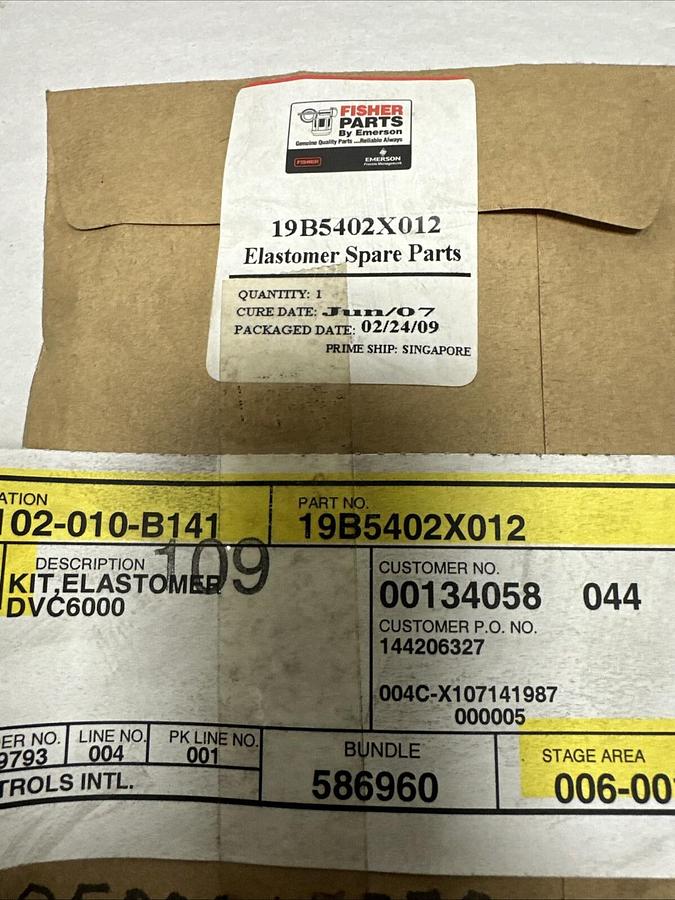 Used Fisher,19BB5402X012,Elastomer Spare Parts Kit