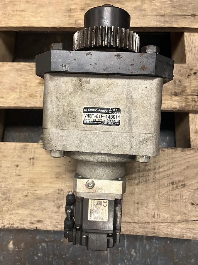 Used NIDEC SHIMPO,VRSF-81E-14BK14,ABLE GEAR REDUCER 81 RATIO MITSUBISHI,HF-KP23 MOTOR