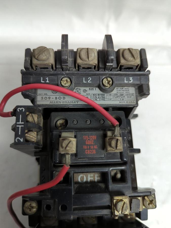 Used ALLEN BRADLEY,509-BOD,SERIES B MOTOR STARTER SIZE 1 PRE-OWNED