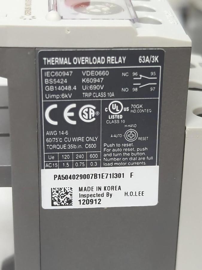 CERUS,MTK-63/3K 18L,THERMAL OVERLOAD RELAY NOS