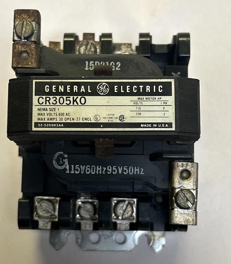 Used GENERAL ELECTRIC,CR305KO,MAGNETIC CONTACTOR SIZE 1 30A 600V