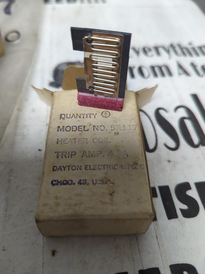 DAYTON ELECTRIC,5X117,HEATER COIL TRIP AMP4.5A LOT OF 4 NOS