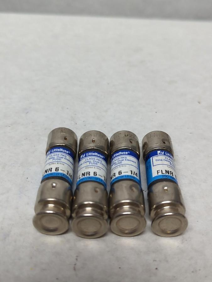 LITTELFUSE,FLNR 6-1/4,CLASS RK5 FUSES 6-1/4 AMP LOT OF 4 NOS