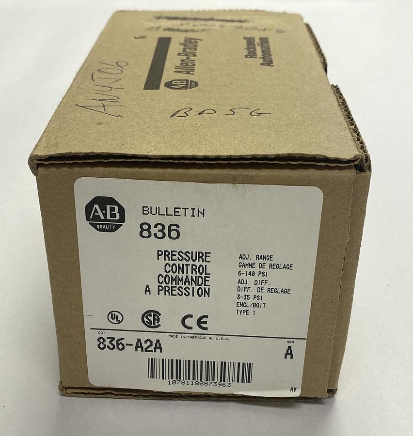 Used ALLEN BRADLEY,836-A2A,SER A PRESSURE CONTROL SWITCH NEW