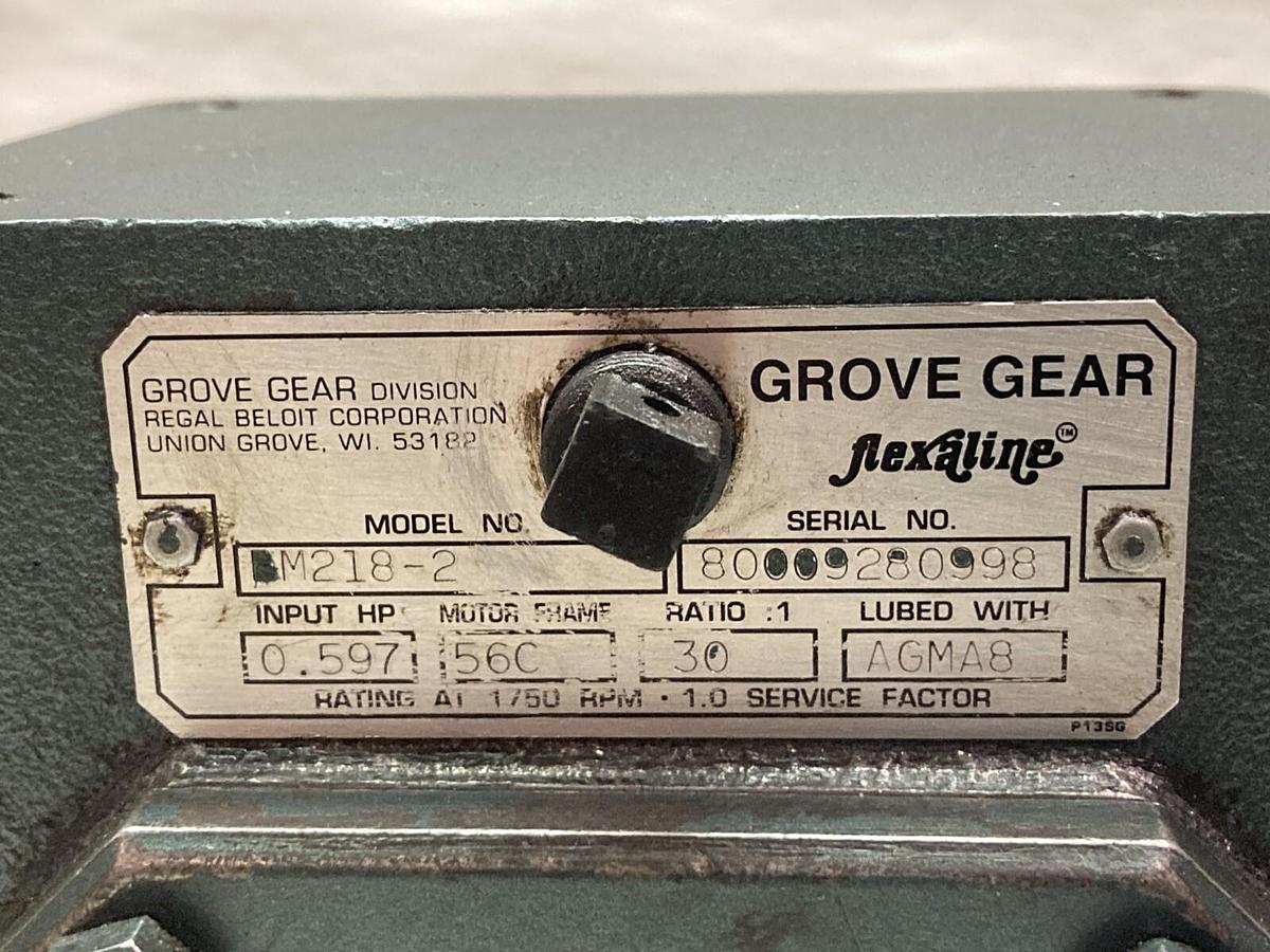 Used Grove Gear,BM218-2,Gear Reducer Ratio 30:1 56C Frame w/Motor 1725/1425rpm 3P