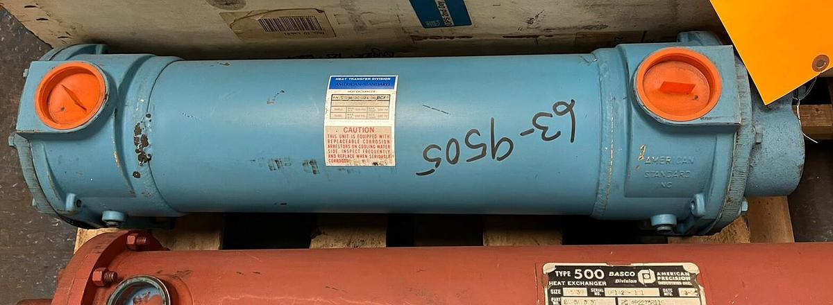 Used AMERICAN STANDARD,5-030-06-024-003,BCF 2 PASS TUBE HEAT EXCHANGER SHAFT dia 6"