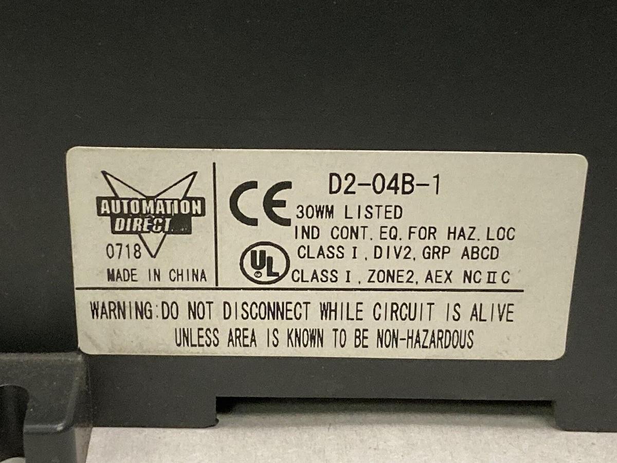 Used Automation Direct,D2-04B-1,PLC Direct Logic 205 Koyo Base