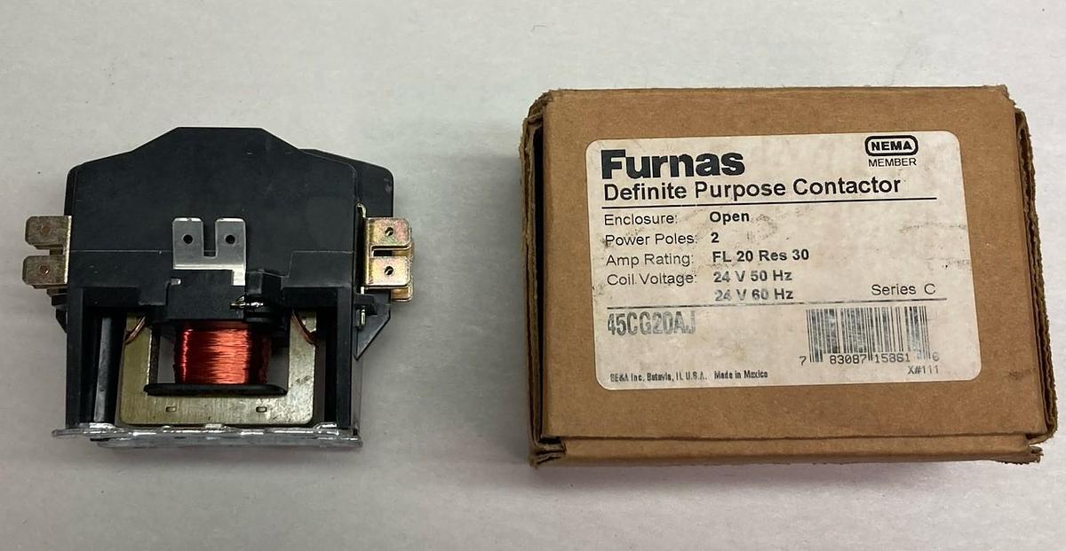 Furnas,45CG20AJ,2-Pole Contactor Ser C 24V 60Hz